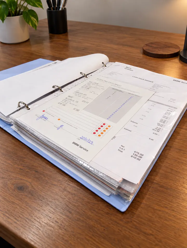 Service history file and BMW paperwork